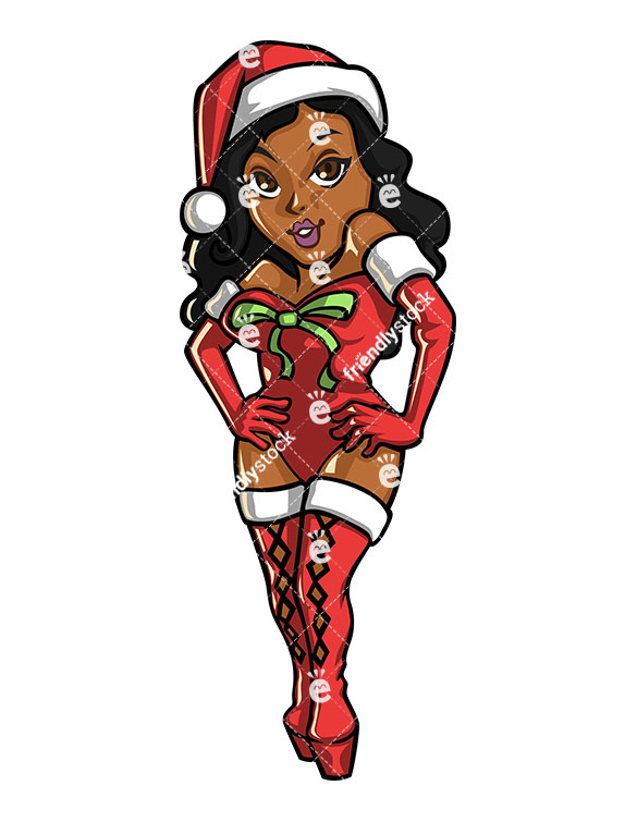585x755 Sexy Black Female Santa Claus Cartoon Character