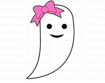 340x270 Ghost With Bow Clipart
