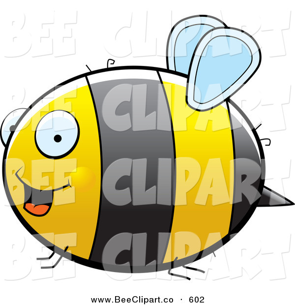 600x620 Cartoon Vector Clip Art Of A Large Striped Chubby Bumble Bee