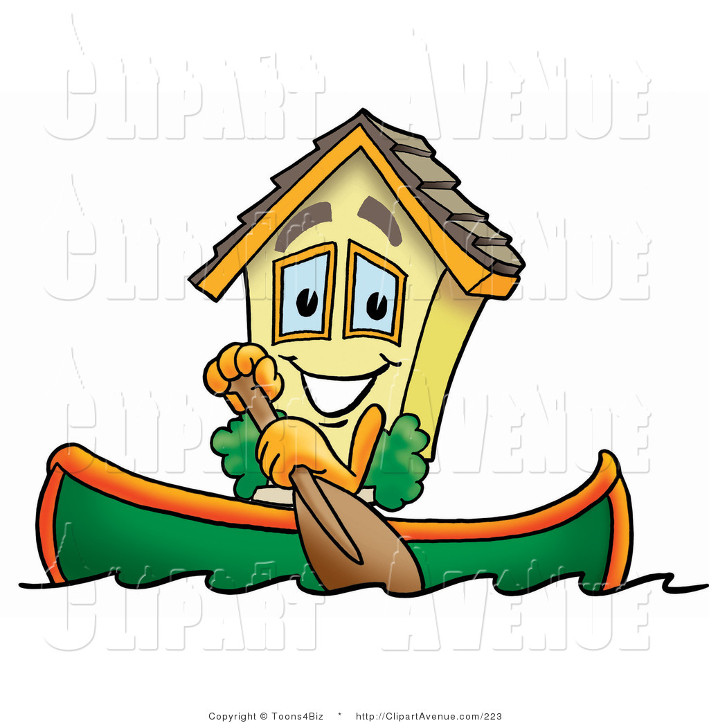 1024x1044venue Clipart Of Yellow House Mascot Cartoon Character Rowing