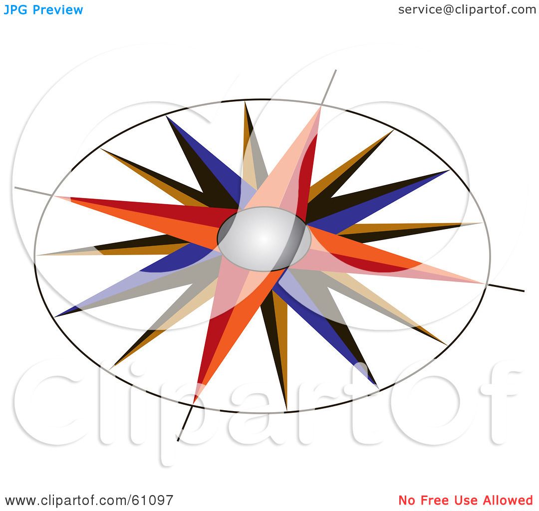 1080x1024 Royalty Free (Rf) Clipart Illustration Of A Colorful Compass Rose