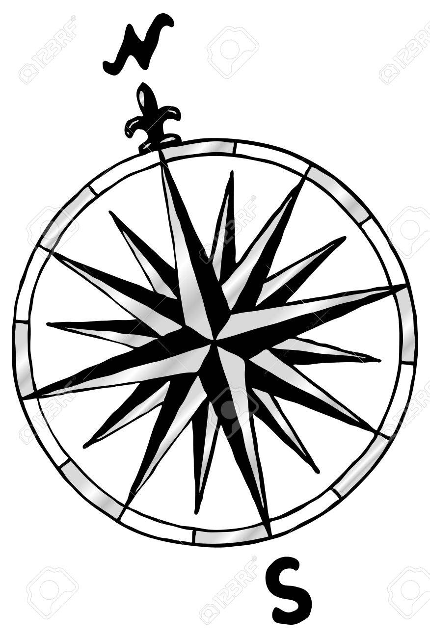 876x1300 Vector Illustration Of A Compass Rose Royalty Free Cliparts