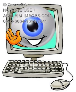 246x300 Clipart Image Of A Cartoon Eye Ball Character In A Computer