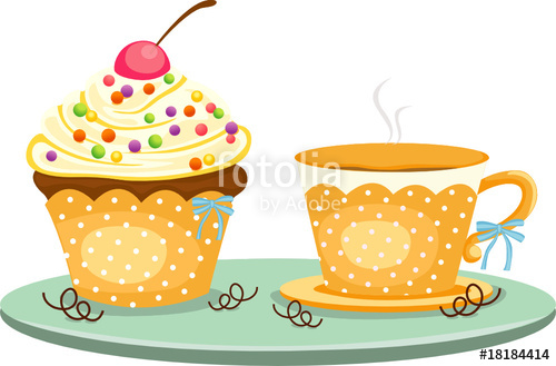 500x329 Cup Of Coffee And Cute Cup Cake Stock Image And Royalty Free