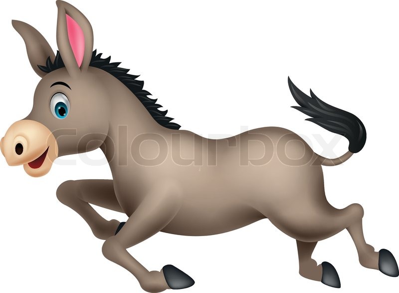 800x587 Cute Donkey Cartoon Running Stock Vector Colourbox