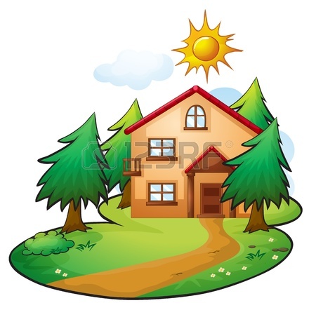 450x442 Illustration Of A House In A Beautiful Nature Royalty Free