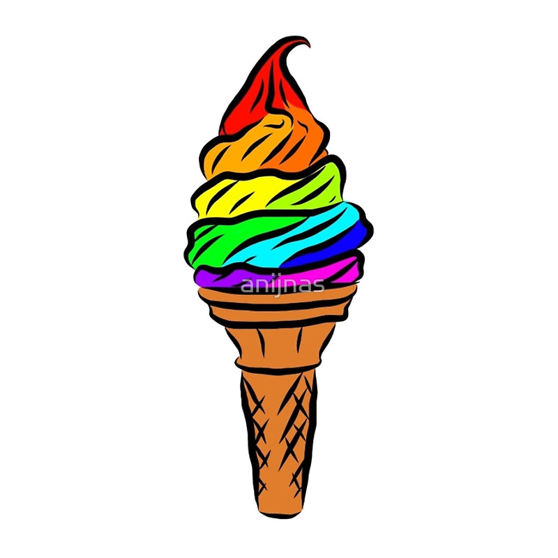 800x800 Rainbow Swirl Ice Cream Cone Waffle Yummy Rainbow Icecream Spiral
