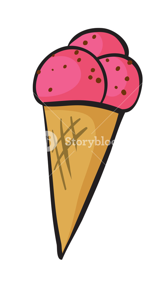 583x1000 Illustration Of An Ice Cream Cone On A White Background Royalty