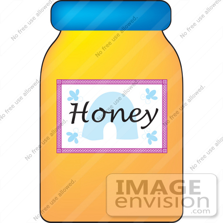 450x450 Clipart Of A Jar Of Bee Honey With A Blue Lid
