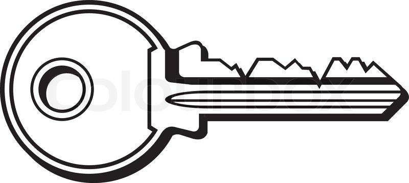 800x358 A Vector Black And White Illustration Of A Key. Stock Vector