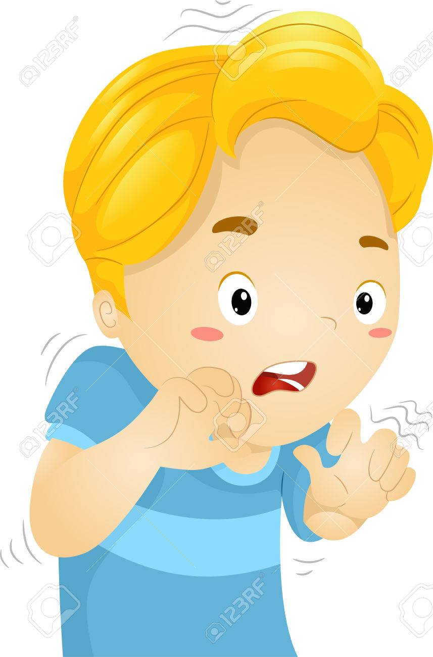 857x1300 Illustration Of A Little Boy Quivering In Fear Stock Photo