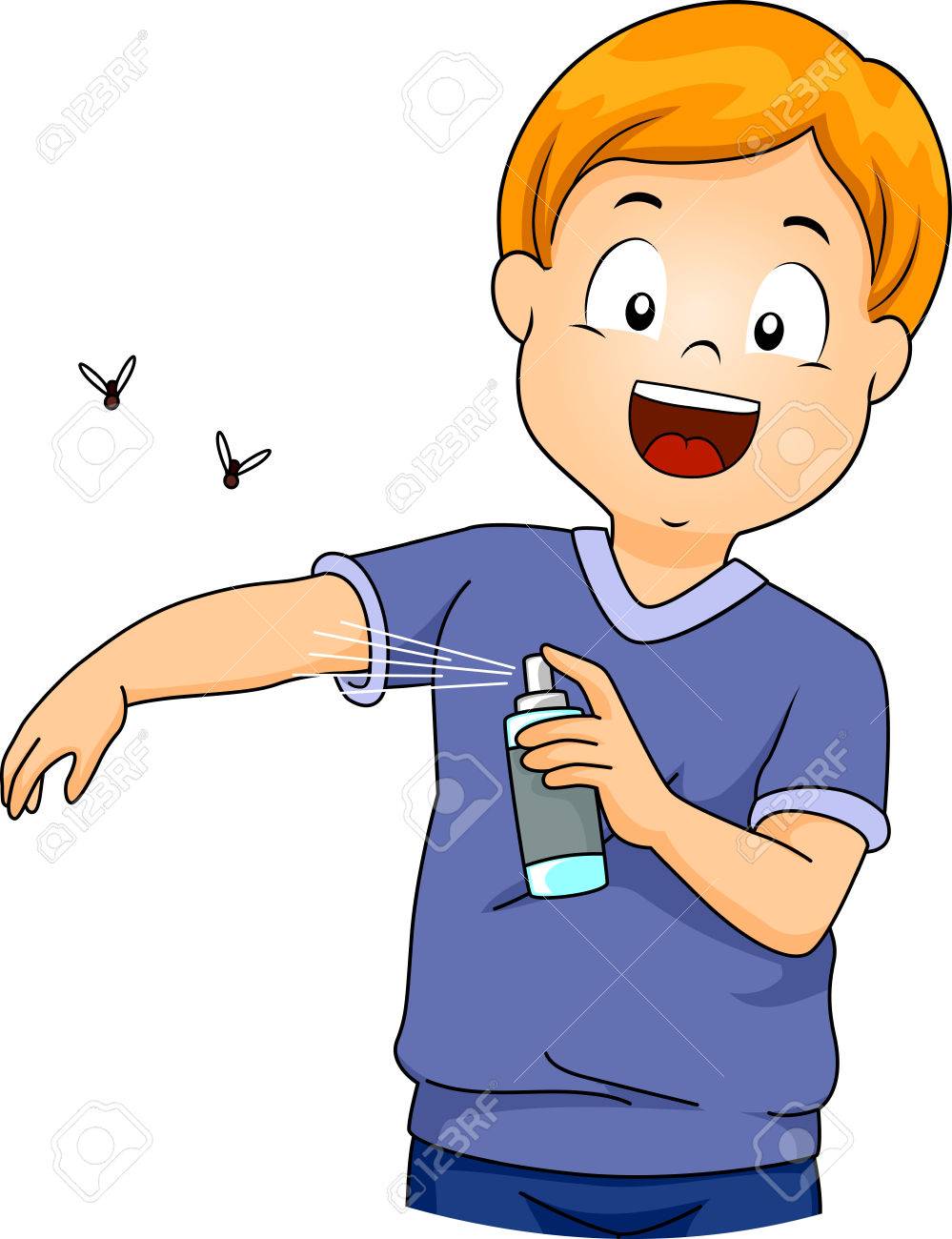 999x1300 Illustration Of A Little Boy Spraying Insect Repellent On Himself