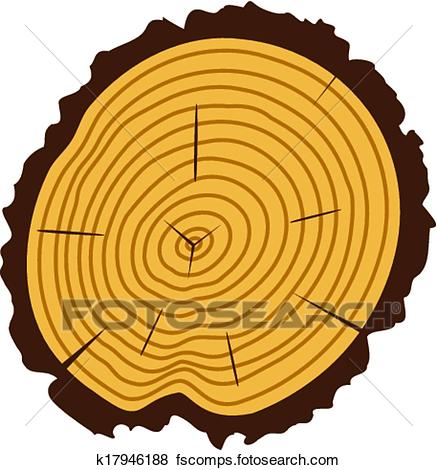 437x470 Clip Art Of Vector Wooden Cut Of A Tree Log K17946188