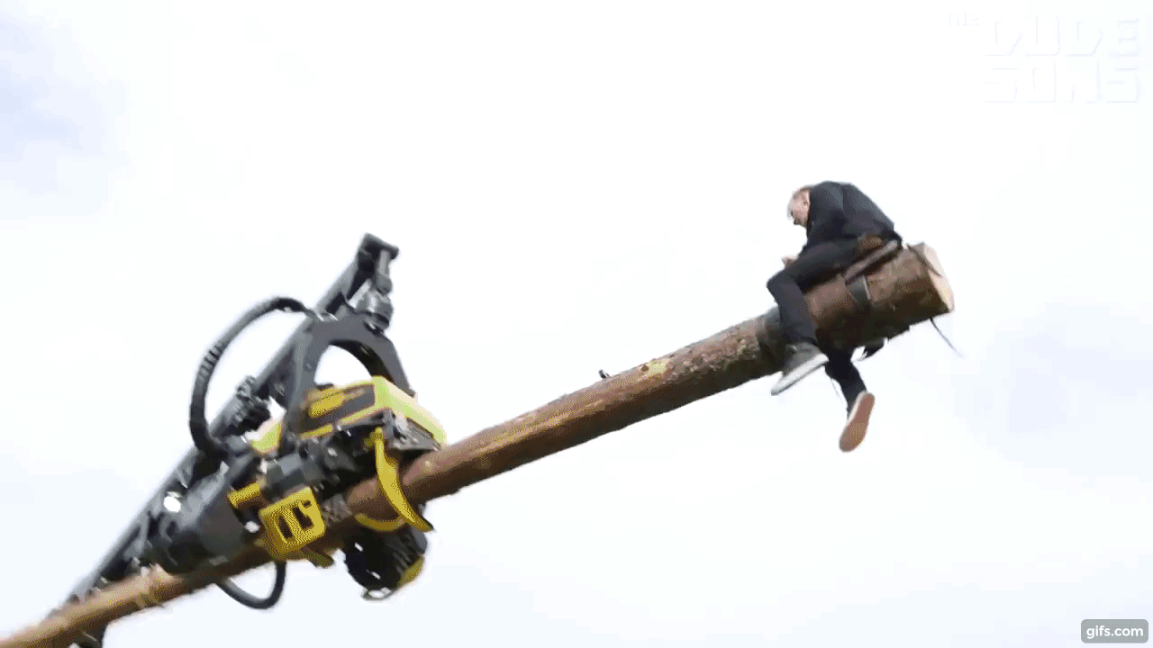 1280x720 Riding A Log With A Saddle Being Swung Around By A Logging Machine