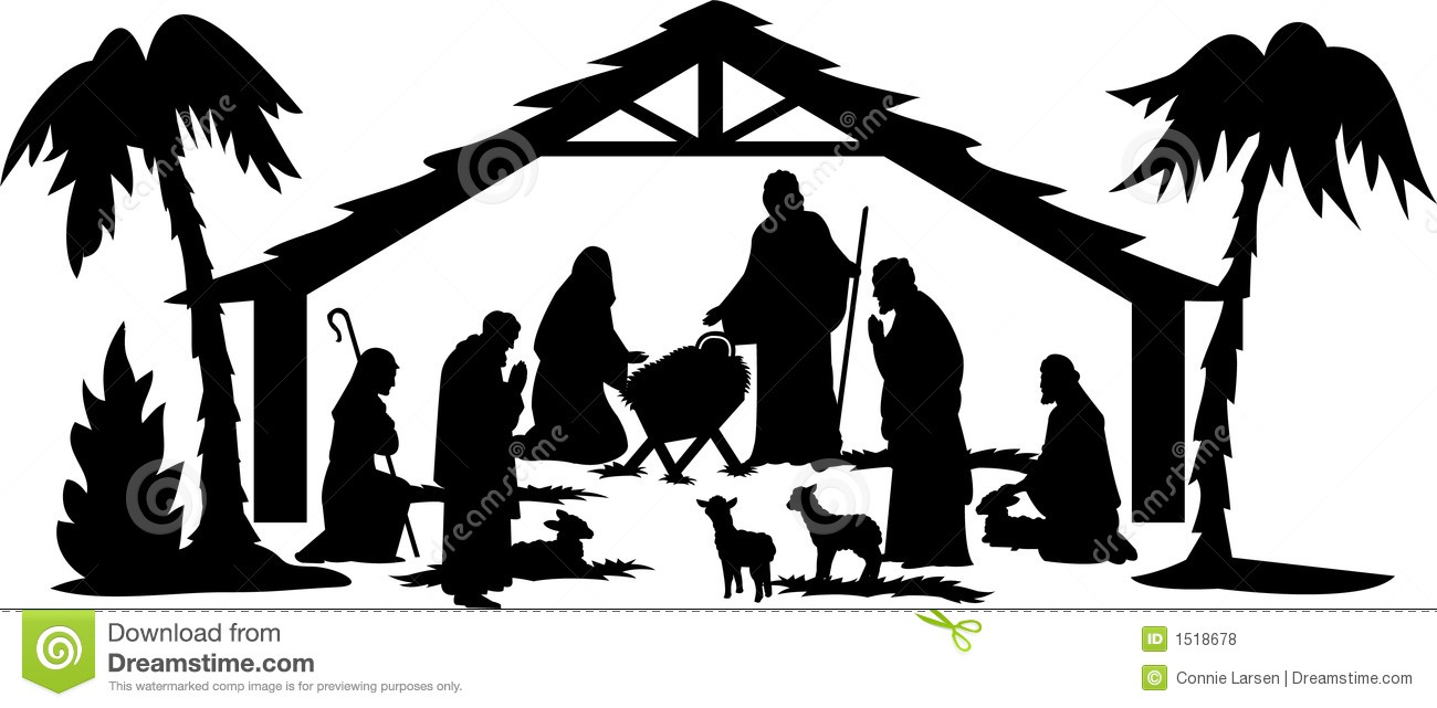 1300x641 Nativity Scene Silhouette Clip Art