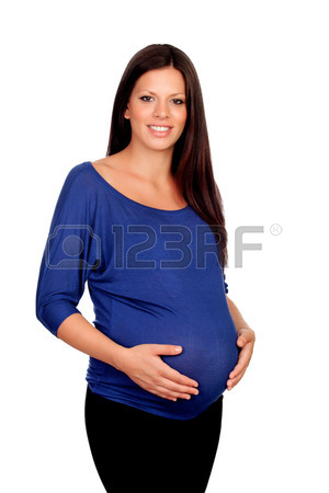 300x450 Full Body Portrait Of An Asian Pregnant Woman Wearing Hijab Stock