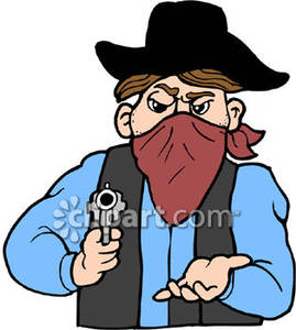 269x300 Robber Wearing A Hankerchief Over His Face And Pointing A Gun