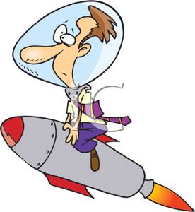 276x300 Colorful Cartoon Of A Man Riding On A Rocket