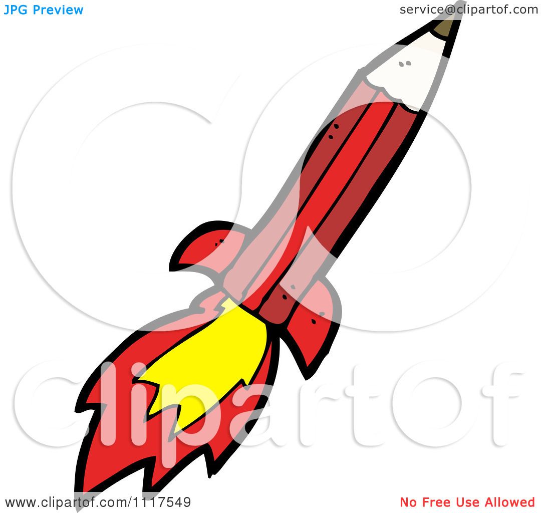 1080x1024 School Cartoon Of A Red Pencil Rocket 1