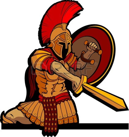 422x450 Greek Spartan Or Roman Soldier Mascot Holding A Shield And Sword