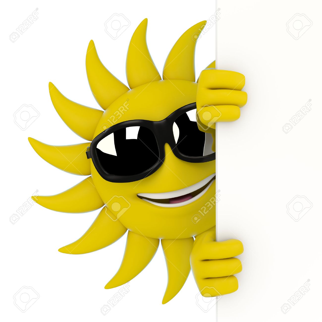 1300x1300 3d Render Illustration Of A Sun Character Hiding Behind A Wall