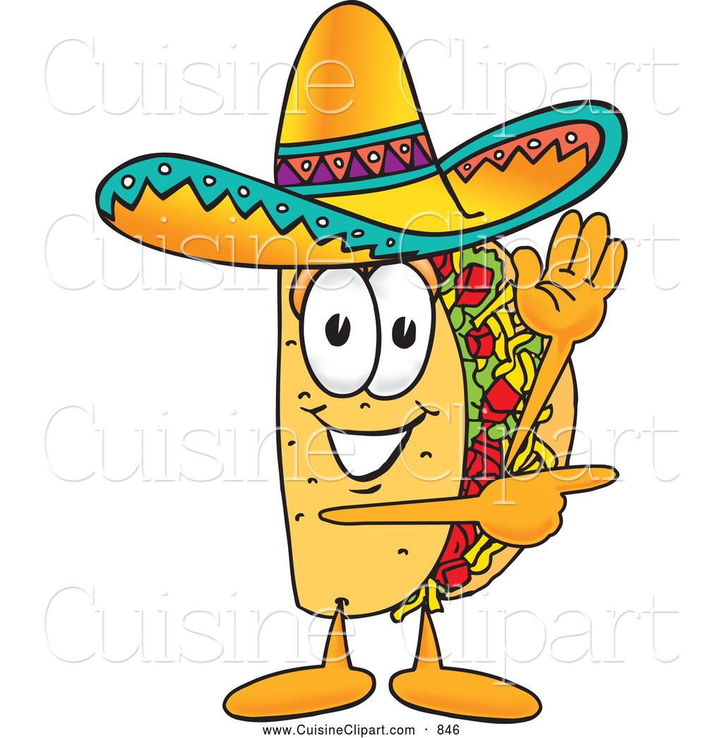 1024x1044 Cuisine Clipart Of A Smiling Taco Mascot Cartoon Character Waving