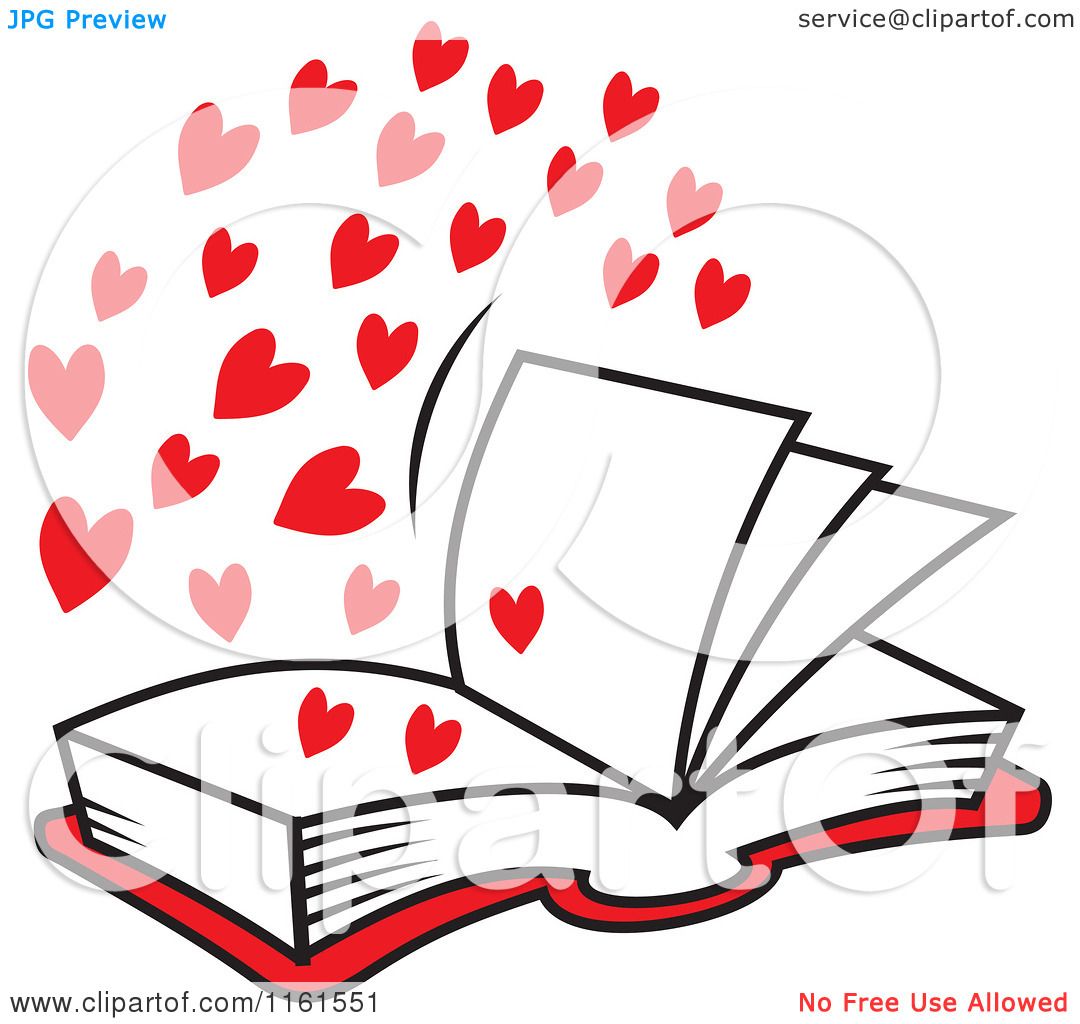 1080x1024 Cartoon Of An Open Book Of Love With Red Hearts