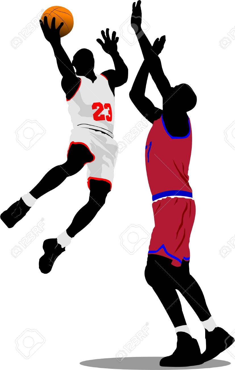 827x1300 Basketball Players. Vector Illustration Royalty Free Cliparts