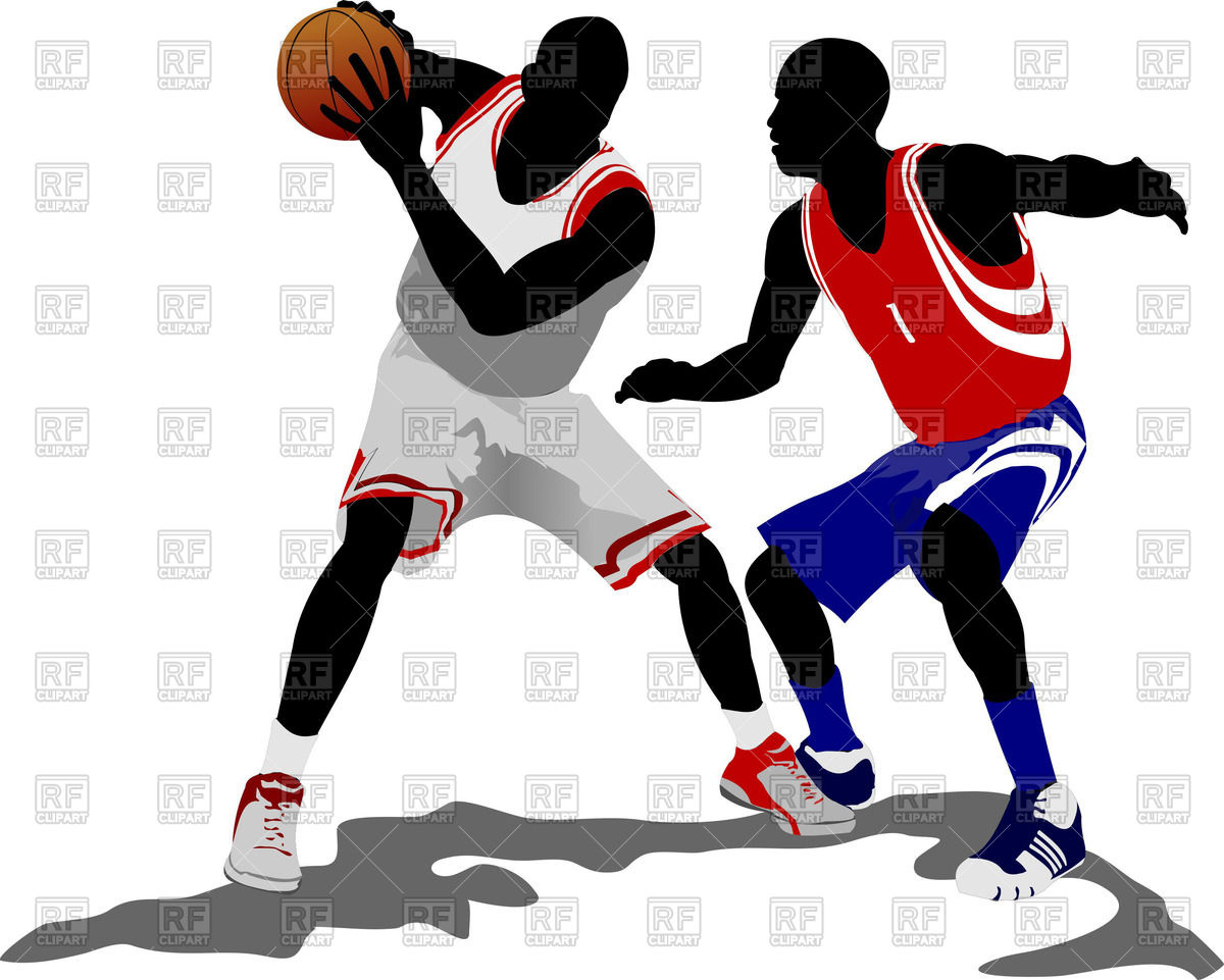1200x961 Colored Silhouettes Of Basketball Players With Ball Royalty Free