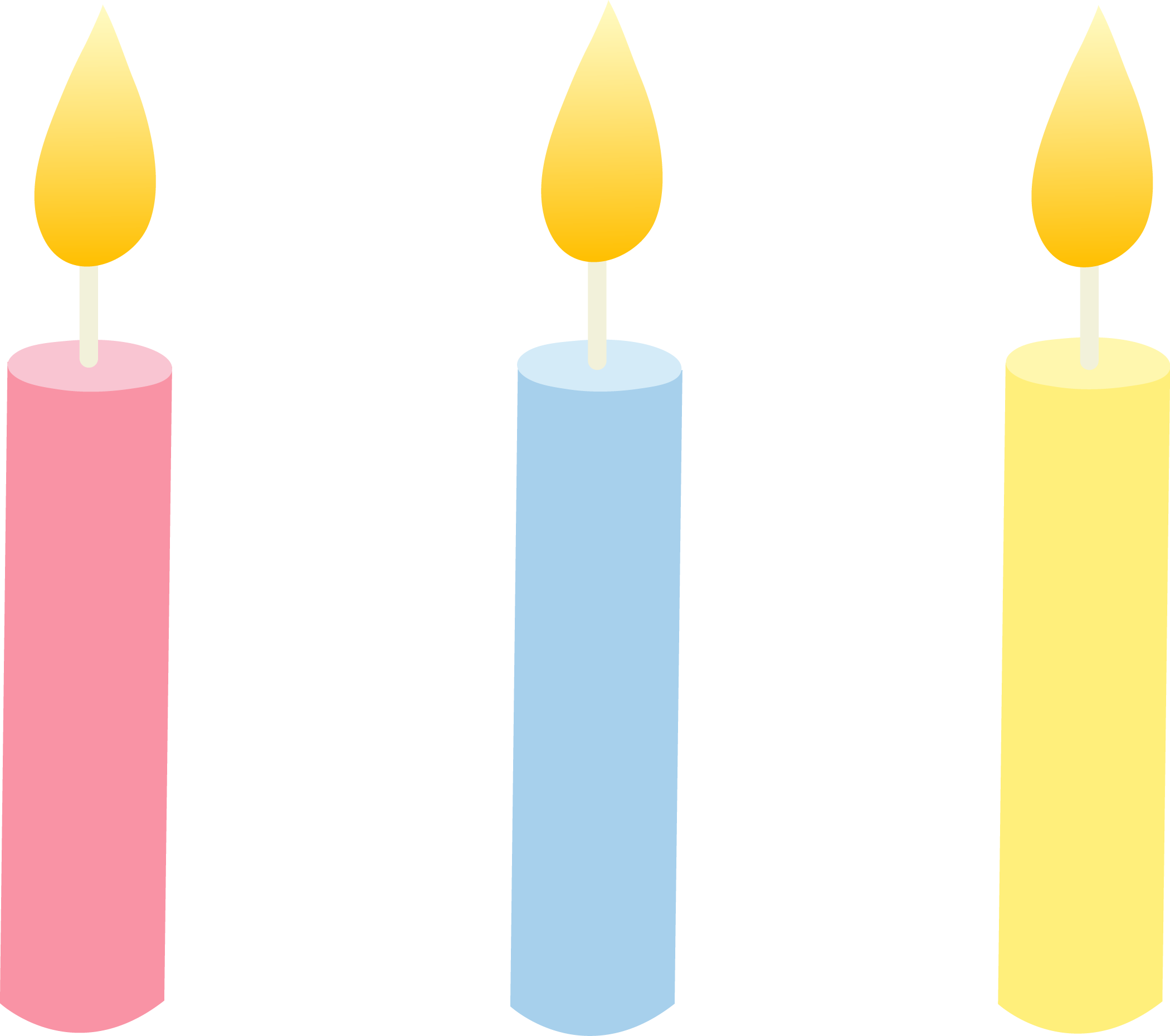 2100x1860 Three Pastel Colored Birthday Candles