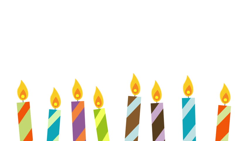 852x480 Animated Cartoon Birthday Candles Flickering And Being Blown Out