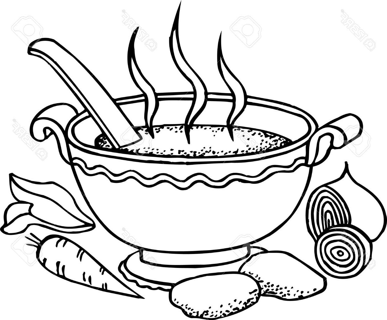 1300x1076 Hd Clipart Black And White Bowl Of Soup Cdr