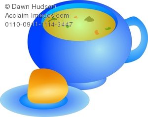 300x238 Illustration Of A Bowl Of Soup And A Roll