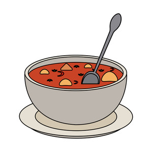 300x300 Tasty Soup In White Bowl. Vector Illustration. Royalty Free Stock