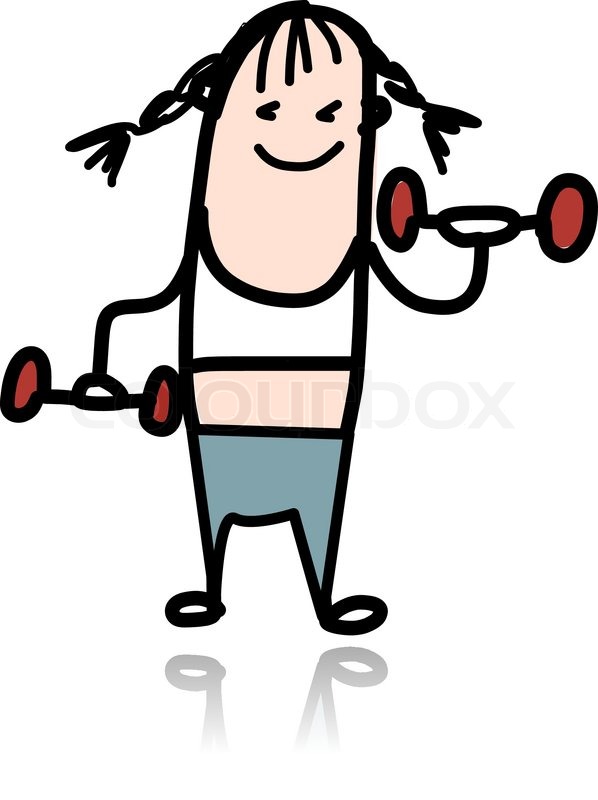 598x800 Cartoon Woman Lifting Dumbbells Stock Vector Colourbox