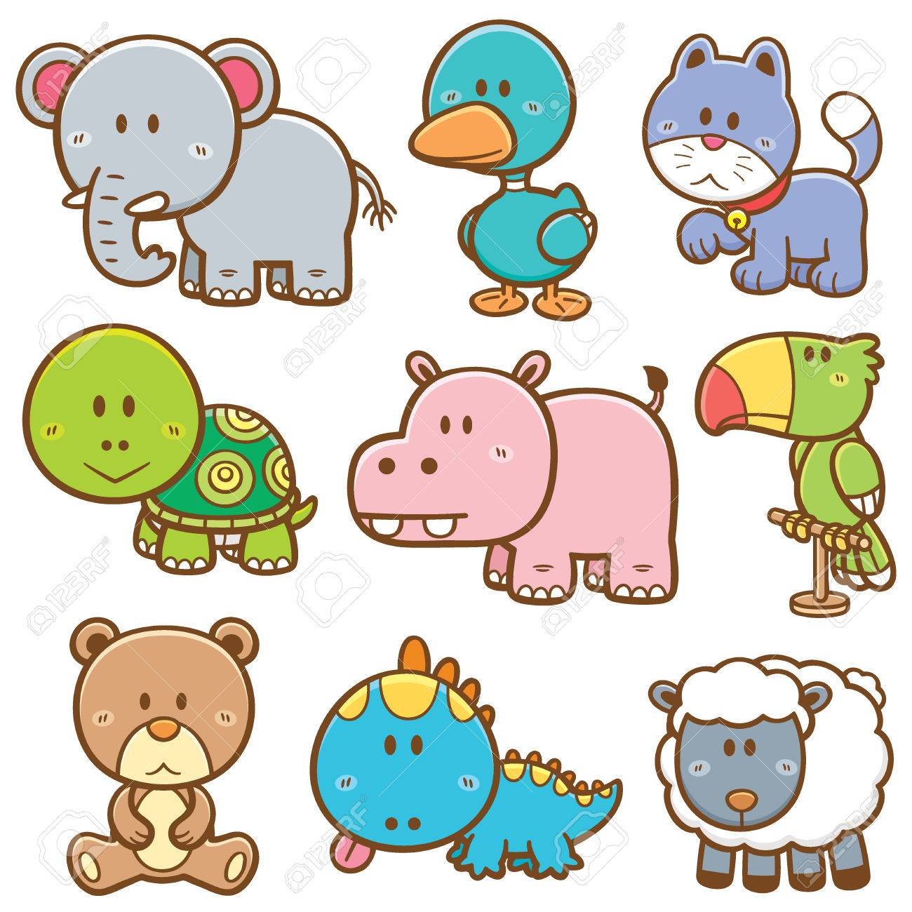 1300x1300 Vector Illustration Of Cartoon Animals Royalty Free Cliparts