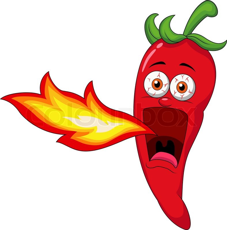 788x800 Vector Illustration Of Chili Cartoon Character Breathing Fire