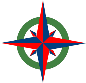 299x288 Compass Rose Red Blue Green Clip Art