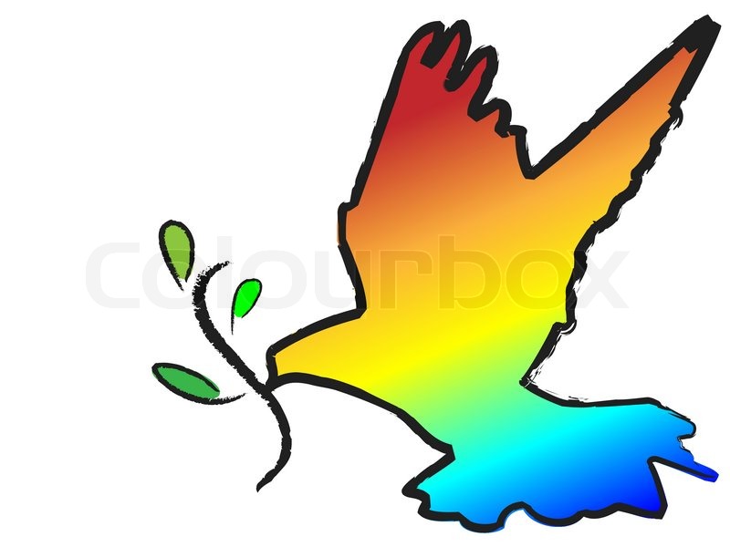 800x600 Vector Colorful Dove With Olive Branch Symbol On White Stock
