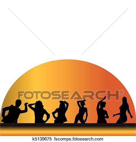 450x470 Clipart Of Happy People Dancing K5139675