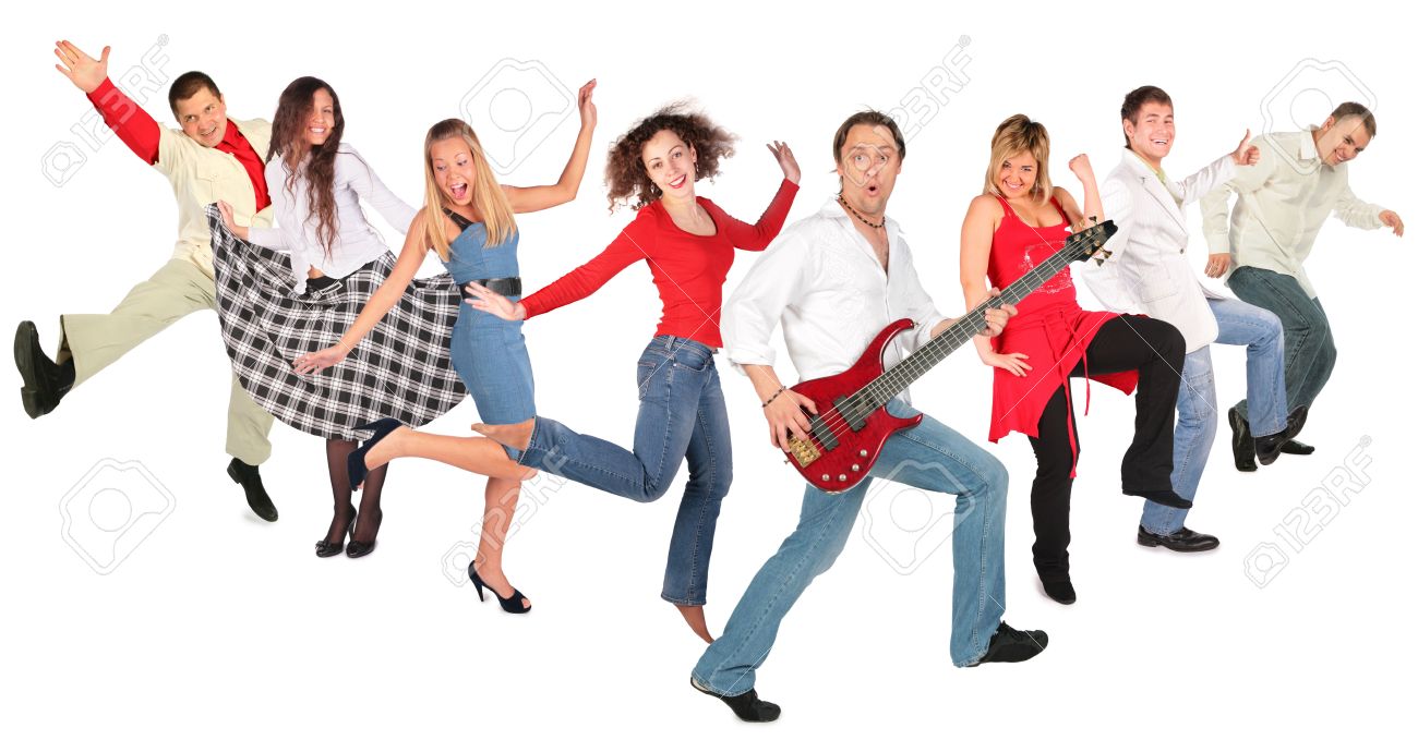 1300x679 Dancing Happy People Group Stock Photo, Picture And Royalty Free