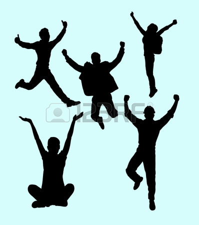 398x450 Happy And Success People Silhouette. Good Use For Symbol, Logo