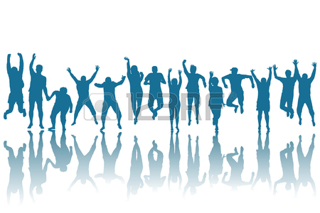 450x300 Silhouettes Of Happy People Jumping Royalty Free Cliparts, Vectors