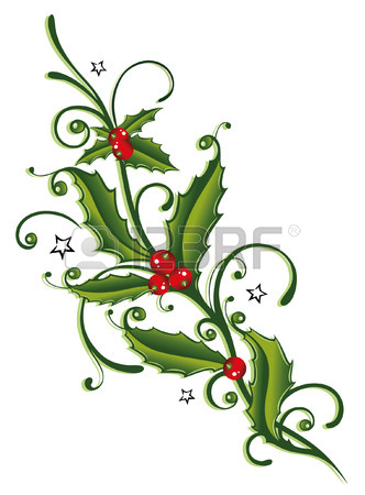 332x450 Colorful Christmas Decoration, Holly And Berries Royalty Free