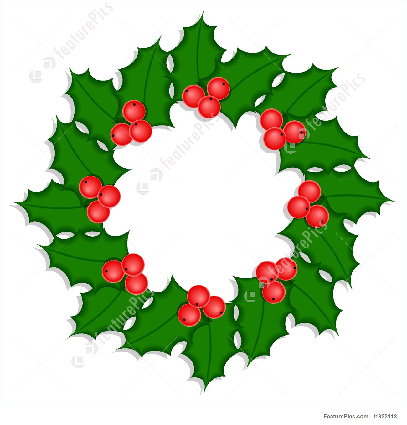1300x1360 Holidays Holly Wreath With Ripe Berries