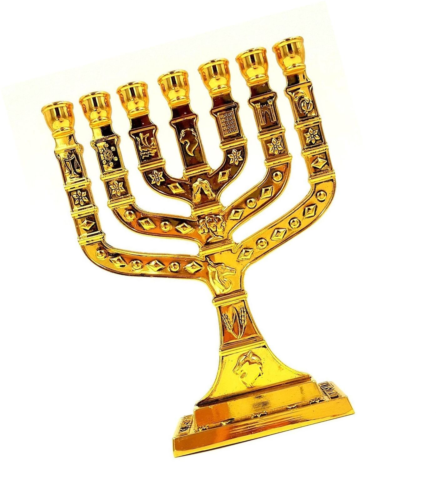 1395x1600 12 Tribes Of Israel Jewish 7 Branch Gold Temple Menorah Candle