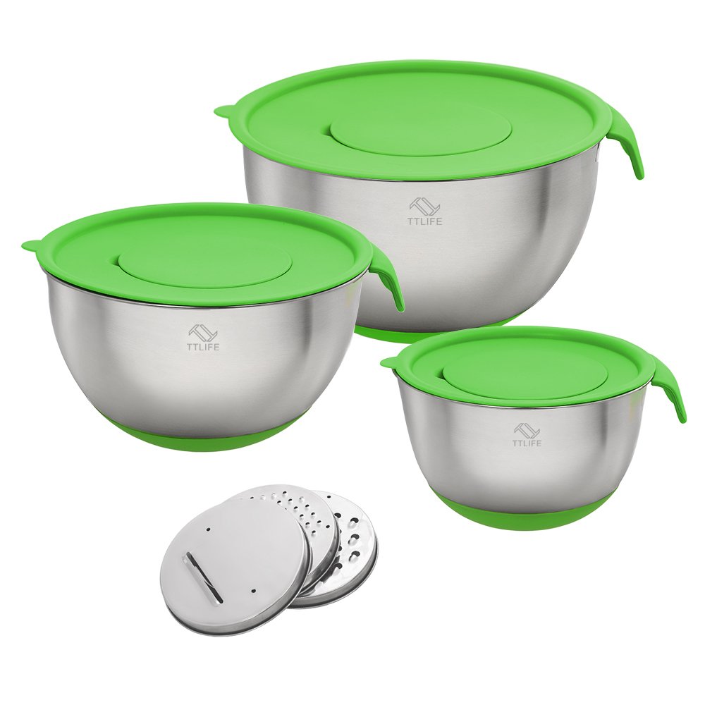 1000x1000 Ttlife Mixing Bowl Stainless Steel Nonslip Set With Lids, Pouring
