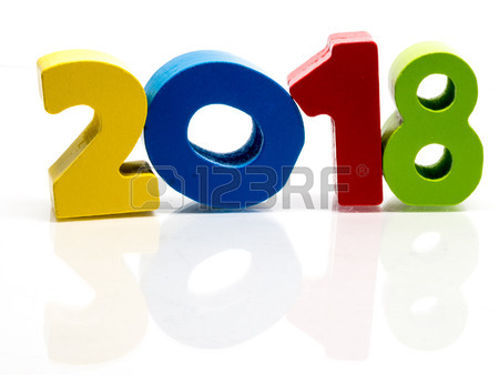 450x338 Happy New Year 2018. Block Of Numbers On White Background