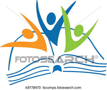 450x377 Clipart Of Open Book And Students Figures Logo K9778470