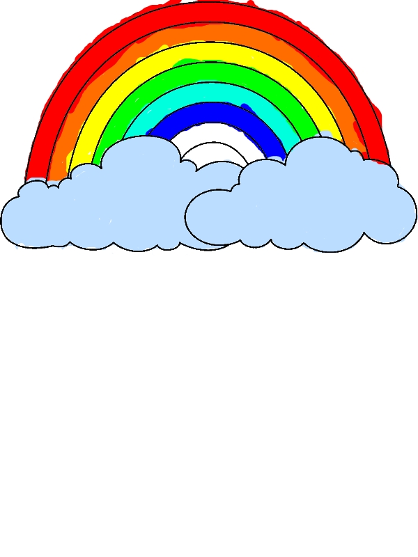 600x800 A Simple Drawing Of Rainbow Behind The Cloud Coloring Page